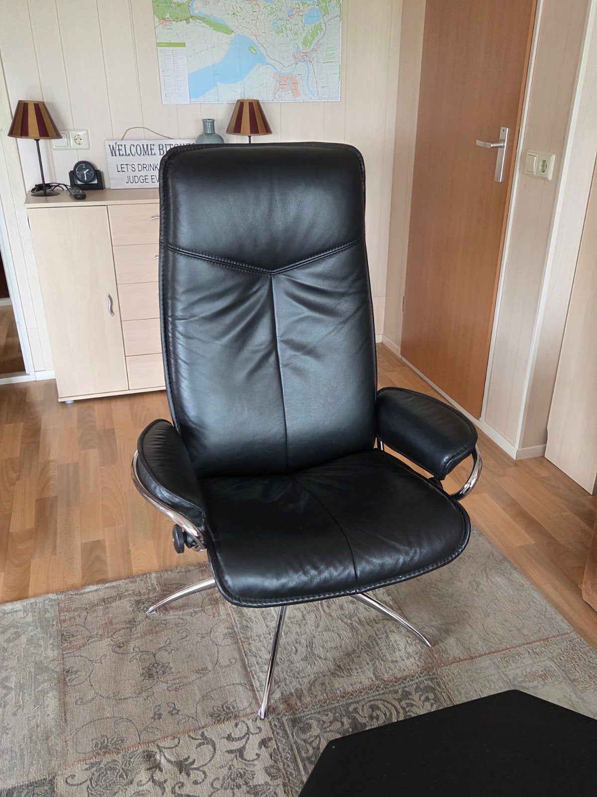 Stressless Fauteuil Leer Zwart Z.G.A.N., Ophalen, Zwart, Modern, Comfort, Leer