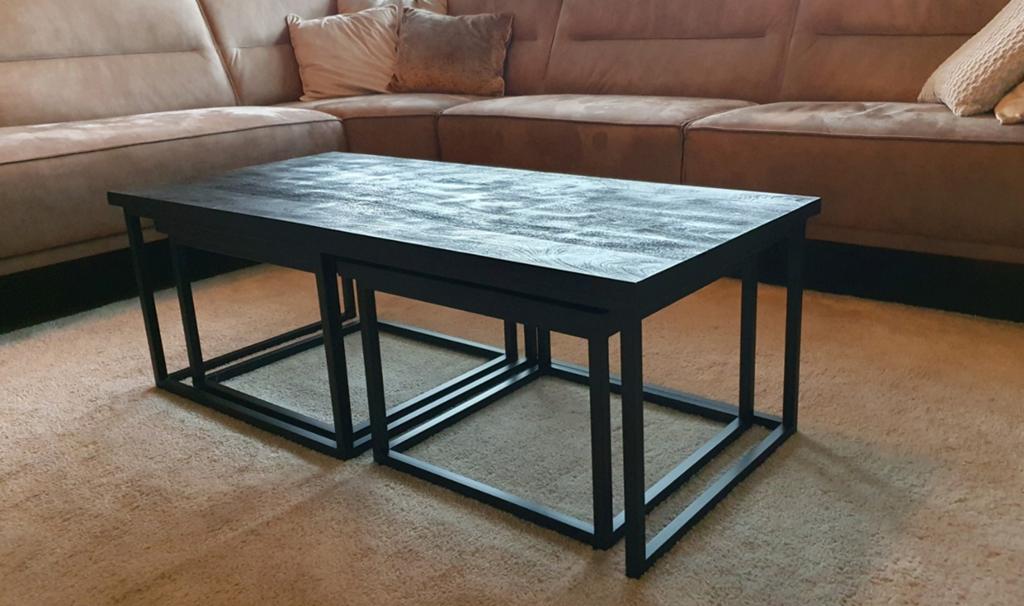 Mooie salontafel (incl. 2 bijzettafeltjes) - Zwart, 100 tot 150 cm, 50 tot 100 cm, Zo goed als nieuw, Modern