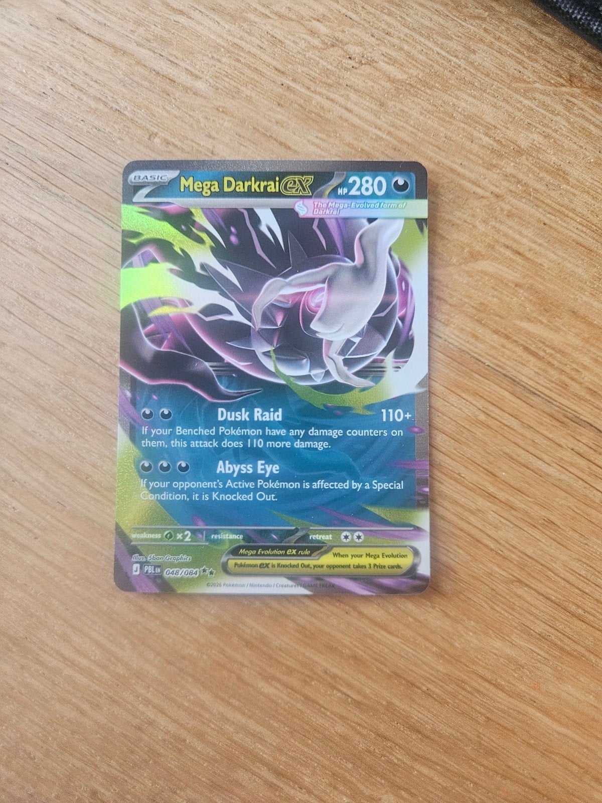 Mega Darkrai EX Pokémon kaart - Zeldzaam en glimmend, Ophalen of Verzenden, Zo goed als nieuw, Losse kaart, Foil