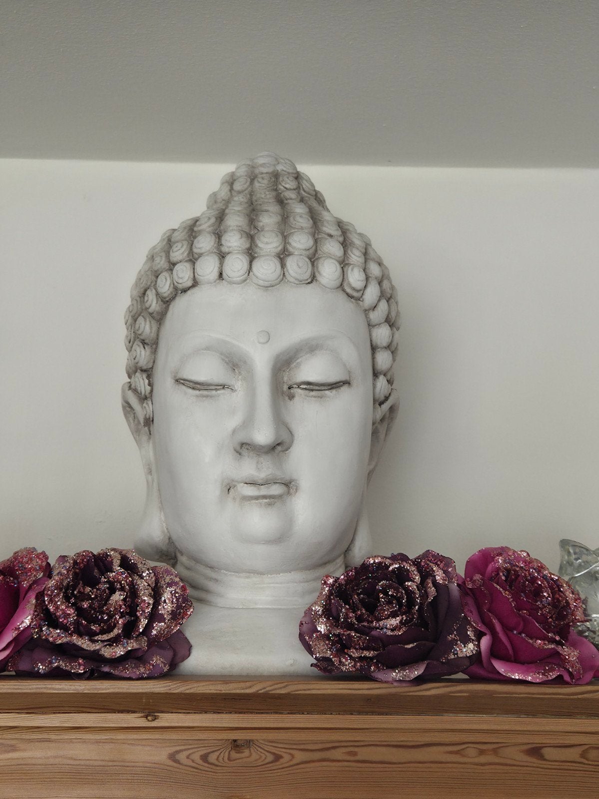 Boeddha hoofd - Decoratief beeld, Ophalen, Zo goed als nieuw, Steen/keramiek, Wit