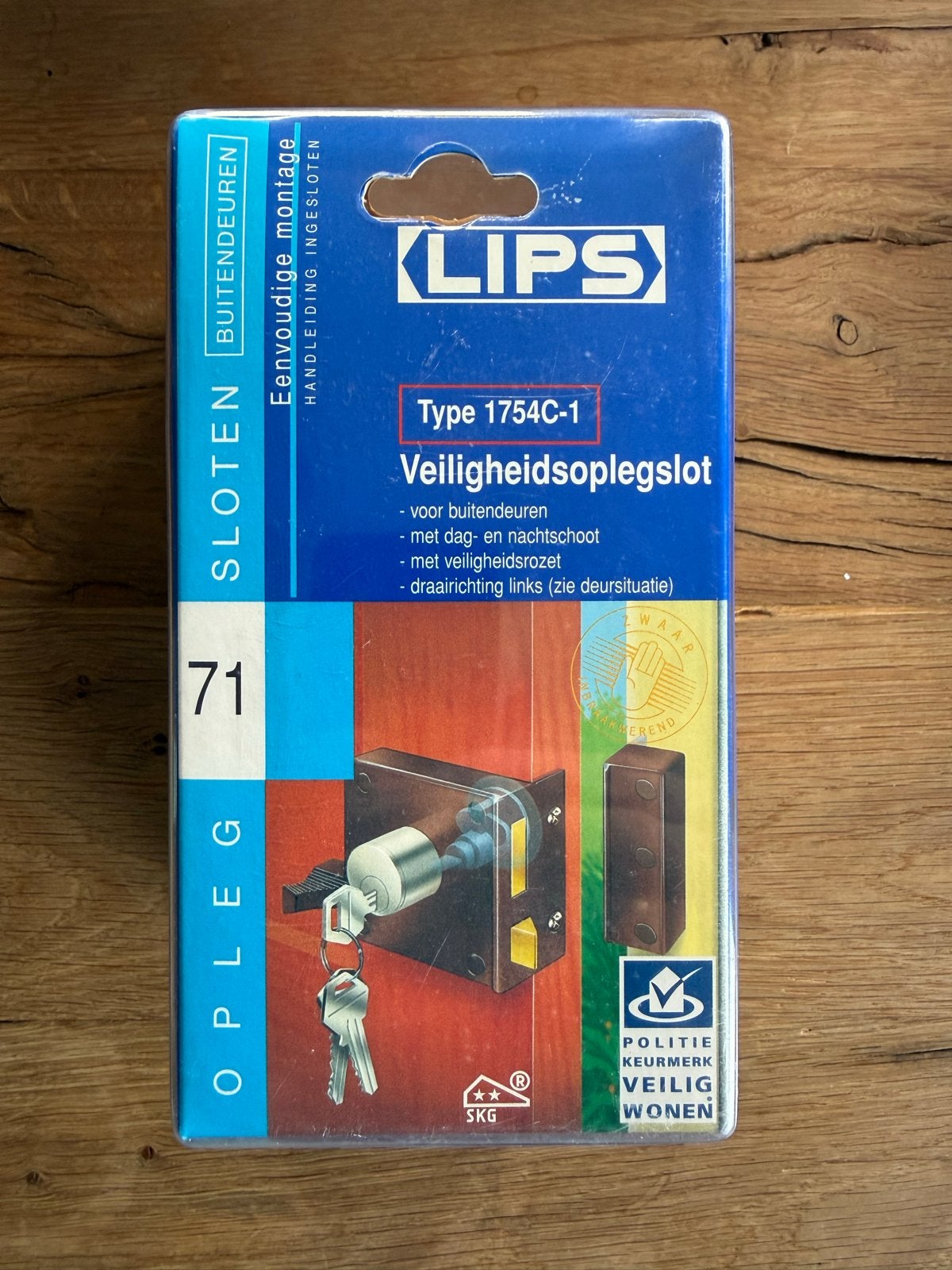 LIPS Veiligheidsoplegslot Type 1754C-1 voor buitendeuren, Ophalen of Verzenden, Nieuw, Overige materialen, Slot