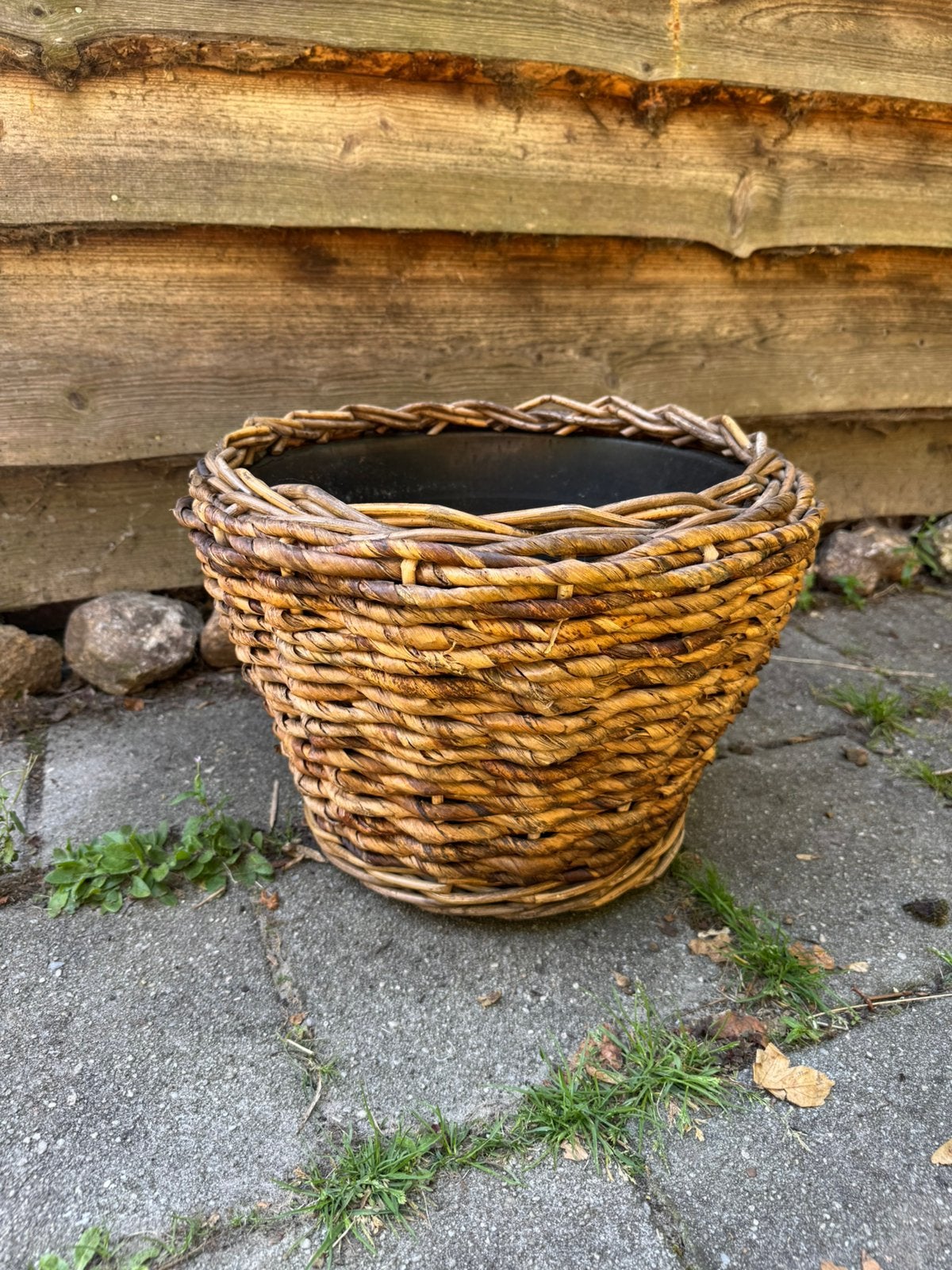 Plantenmand van bananenblad, voor binnen., Ophalen, Overige materialen, Rond, Zo goed als nieuw
