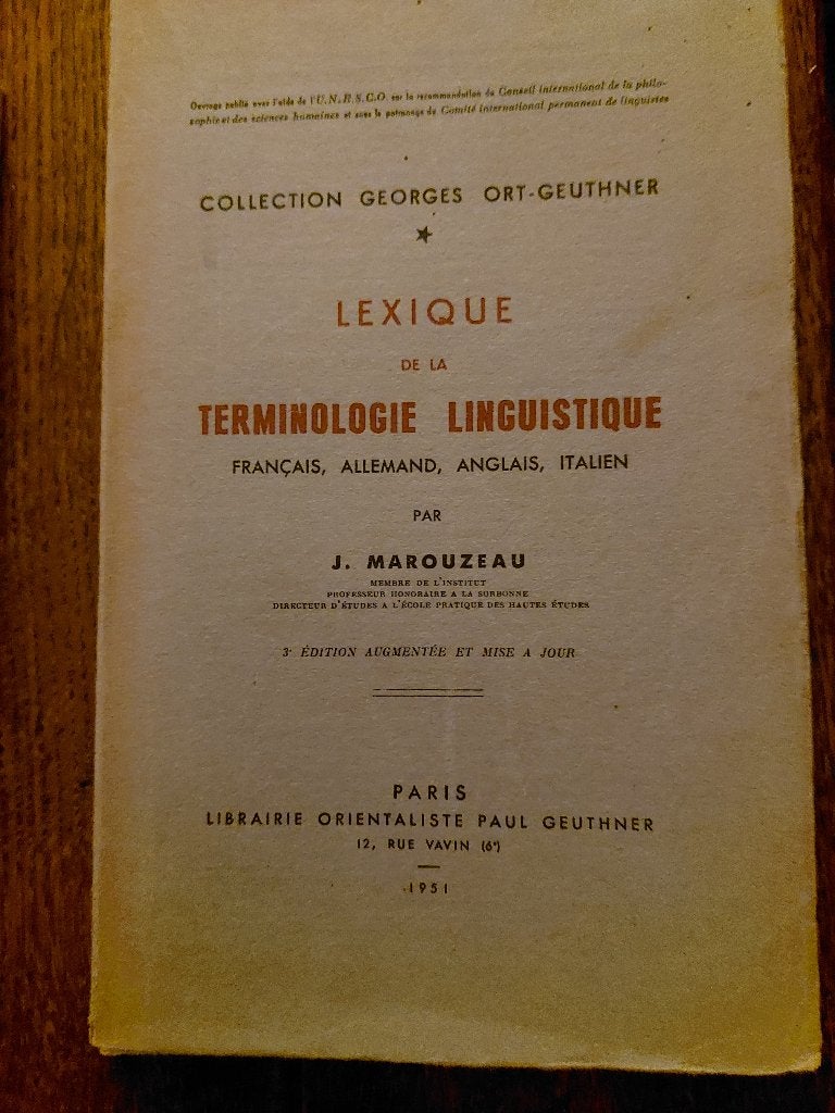 lexique de la terminologie linguistique - Marouzeau, Ophalen of Verzenden, Gelezen, Geesteswetenschap