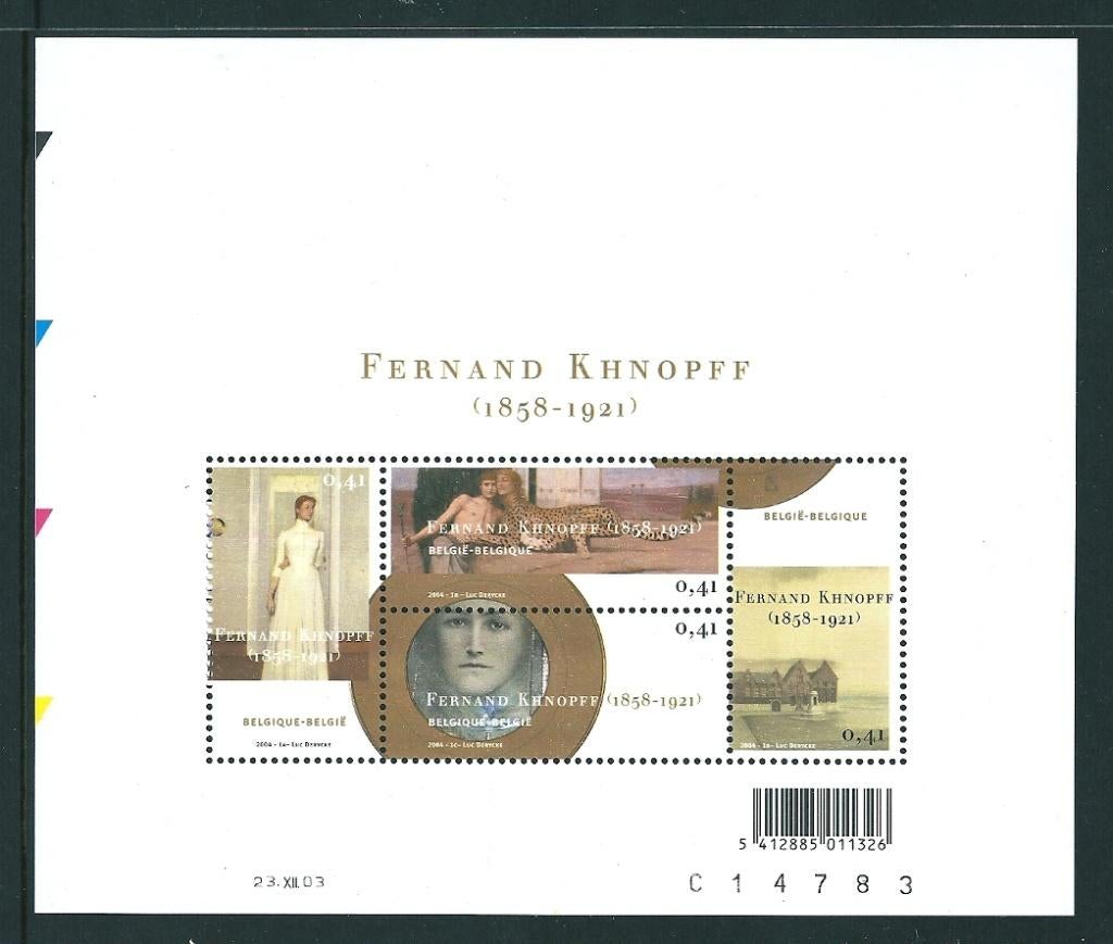 Belgie, blok ferdinand khnopff no mi 115, postfris, Ophalen of Verzenden, Postfris