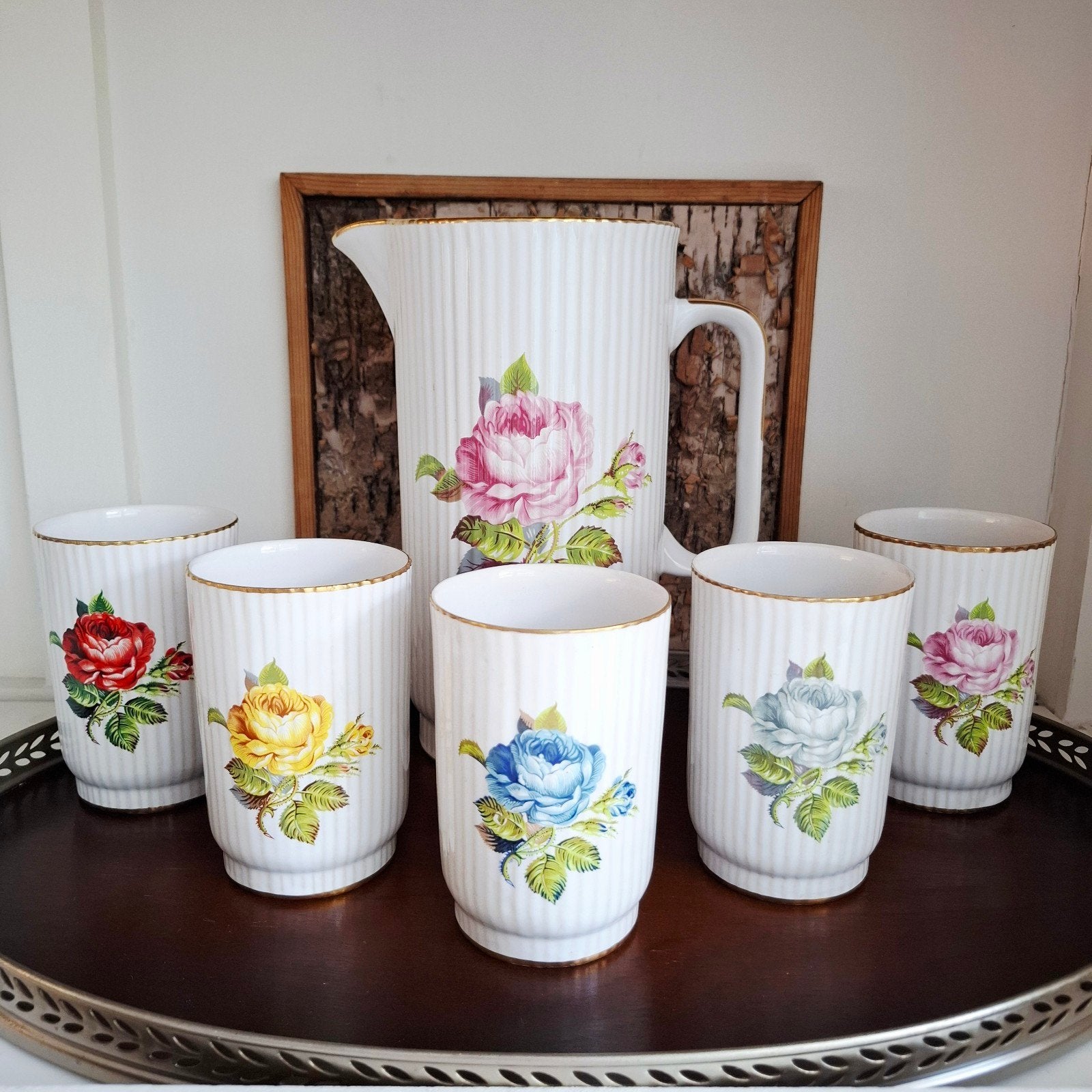 Royal Gouda Porselein, unieke drinkset, Antiek en Kunst, Antiek | Porselein, Ophalen of Verzenden