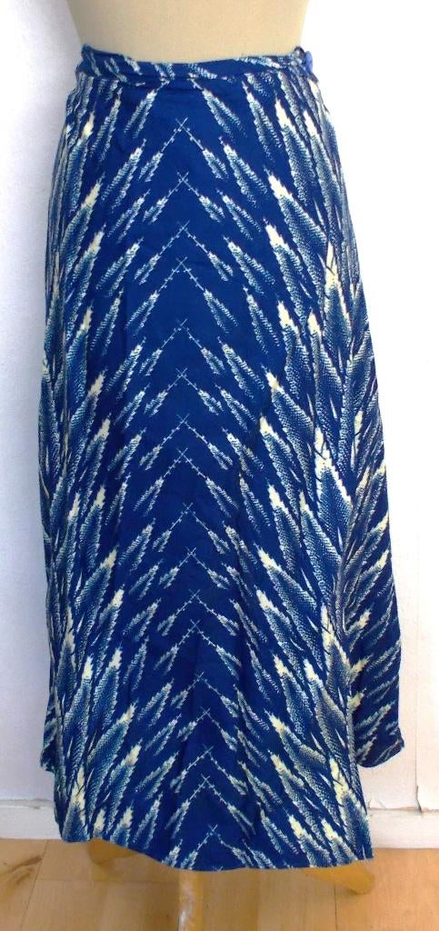 Blauw/beige Ibiza/hippie/batik maxi wikkel print rok! L, Maat 42/44 (L), Zo goed als nieuw, Onder de knie, Verzenden