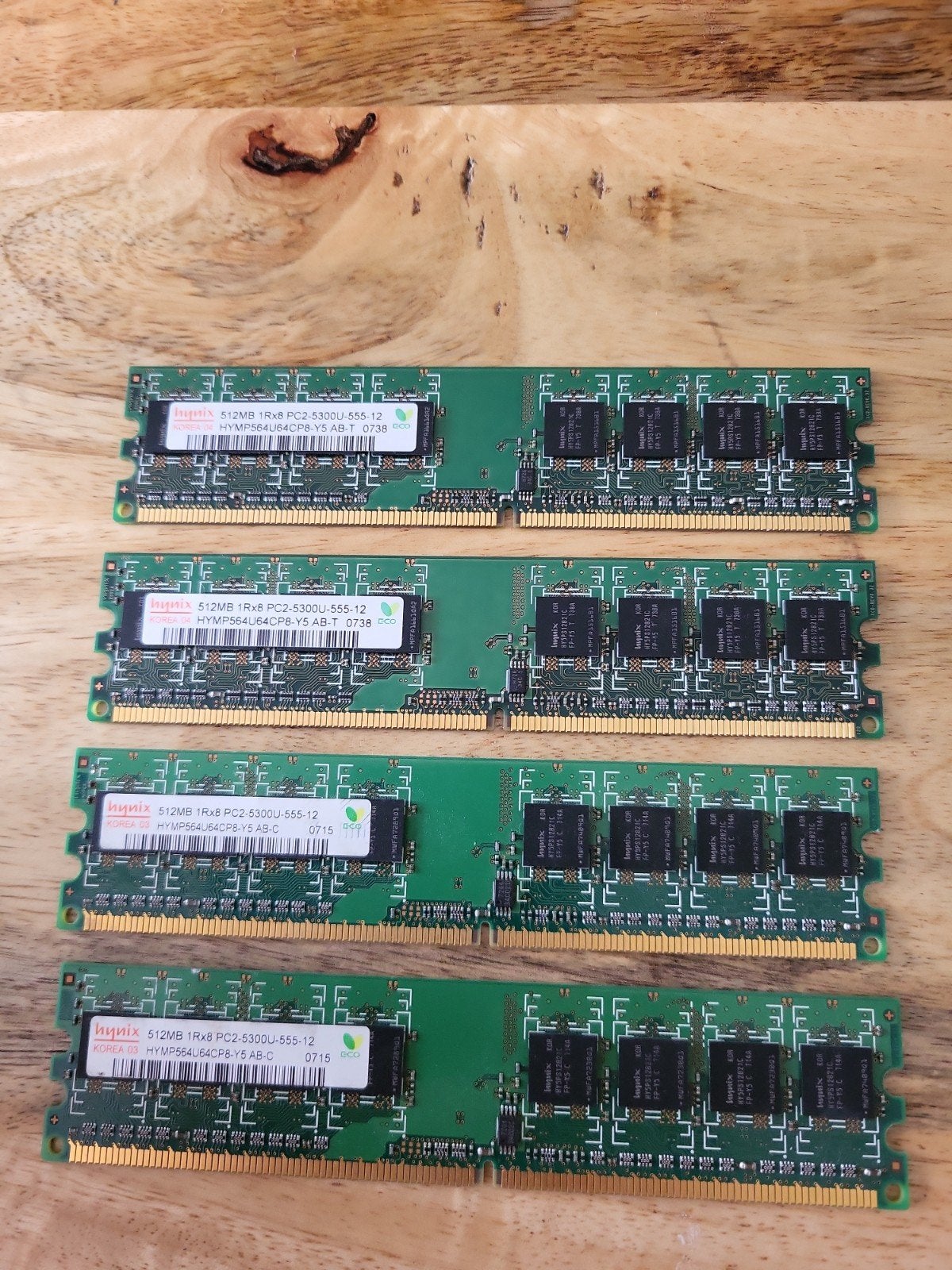 Hynix 512MB DDR2 PC2-5300U RAM Geheugenmodules (4 stuks), Gebruikt, Verzenden, Server, DDR2