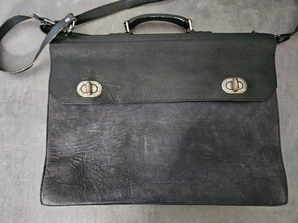 Hester van Eeghen Amsterdam Leren Tas Zwart/Blauw, Overige merken, Gebruikt, Zwart, Ophalen of Verzenden