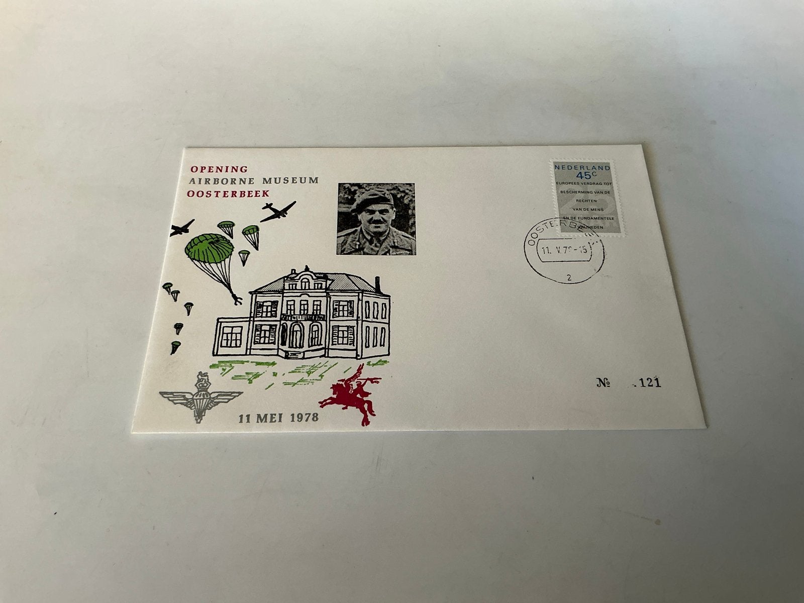 Eerste Dag Envelop Airborne Museum Oosterbeek 1978, Verzamelen, Ophalen of Verzenden, 1960 tot 1980, Gelopen, Gelderland