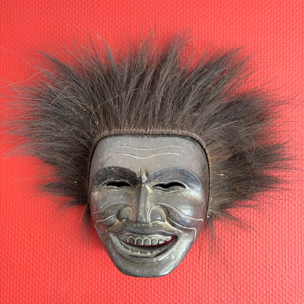 Uniek Handgesneden Balinees Lach Masker met Paardenhaar, Ophalen of Verzenden