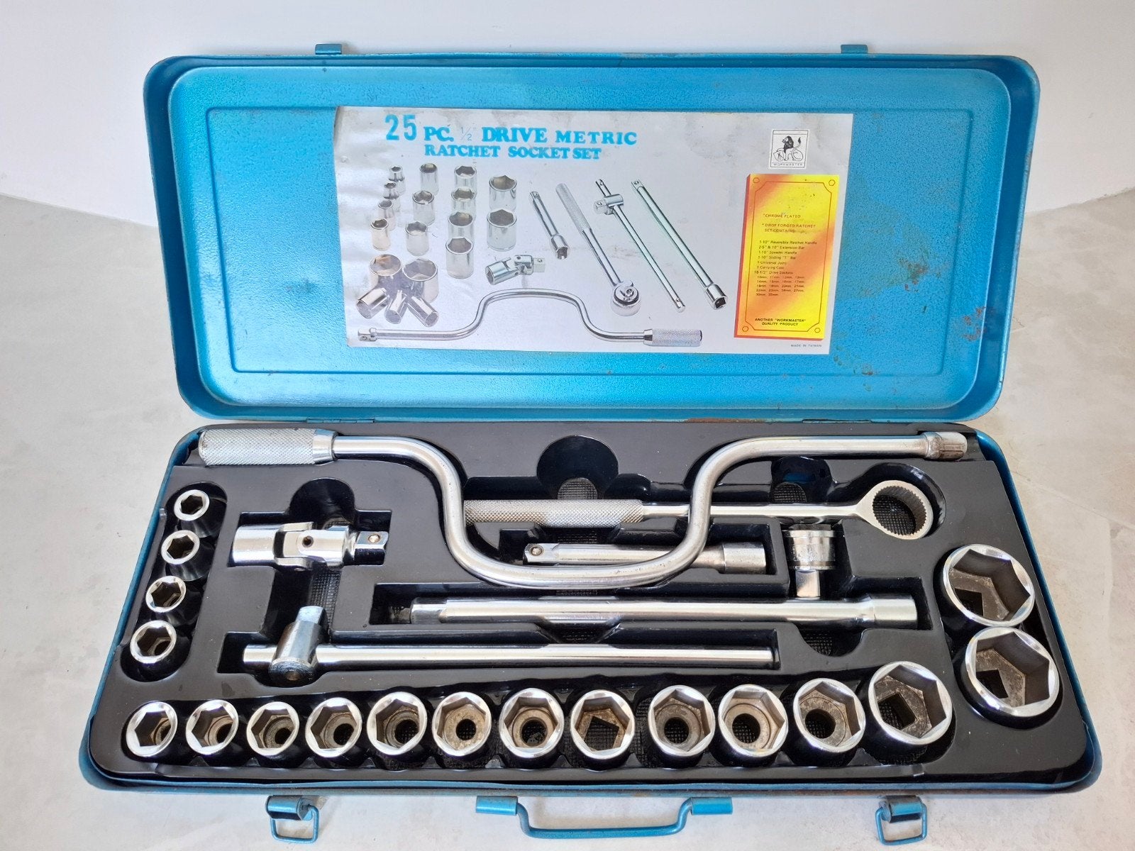 Workmaster 25-delige 1/2" dopsleutelset, ratel, dop 10-32 mm, Auto diversen, Ophalen, Gebruikt