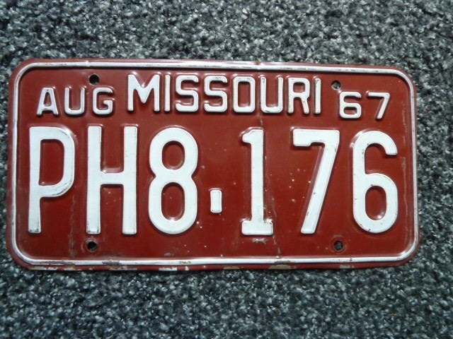 Kentekenplaat licenseplate Missouri 1967 USA, Verzenden, Gebruikt, Auto's