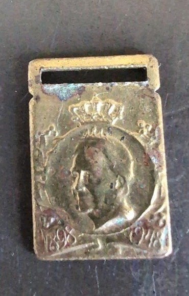 Messing insigne jubeleum koningin Wilhelmina, Ophalen of Verzenden, Gebruikt, Overige onderwerpen