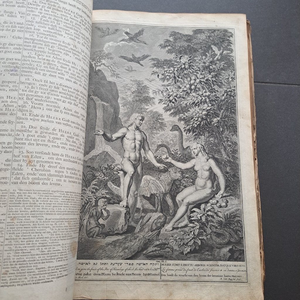 Antiek Prentbijbel Pieter de Hondt 1729 in Goetzee Houbraken, Ophalen of Verzenden