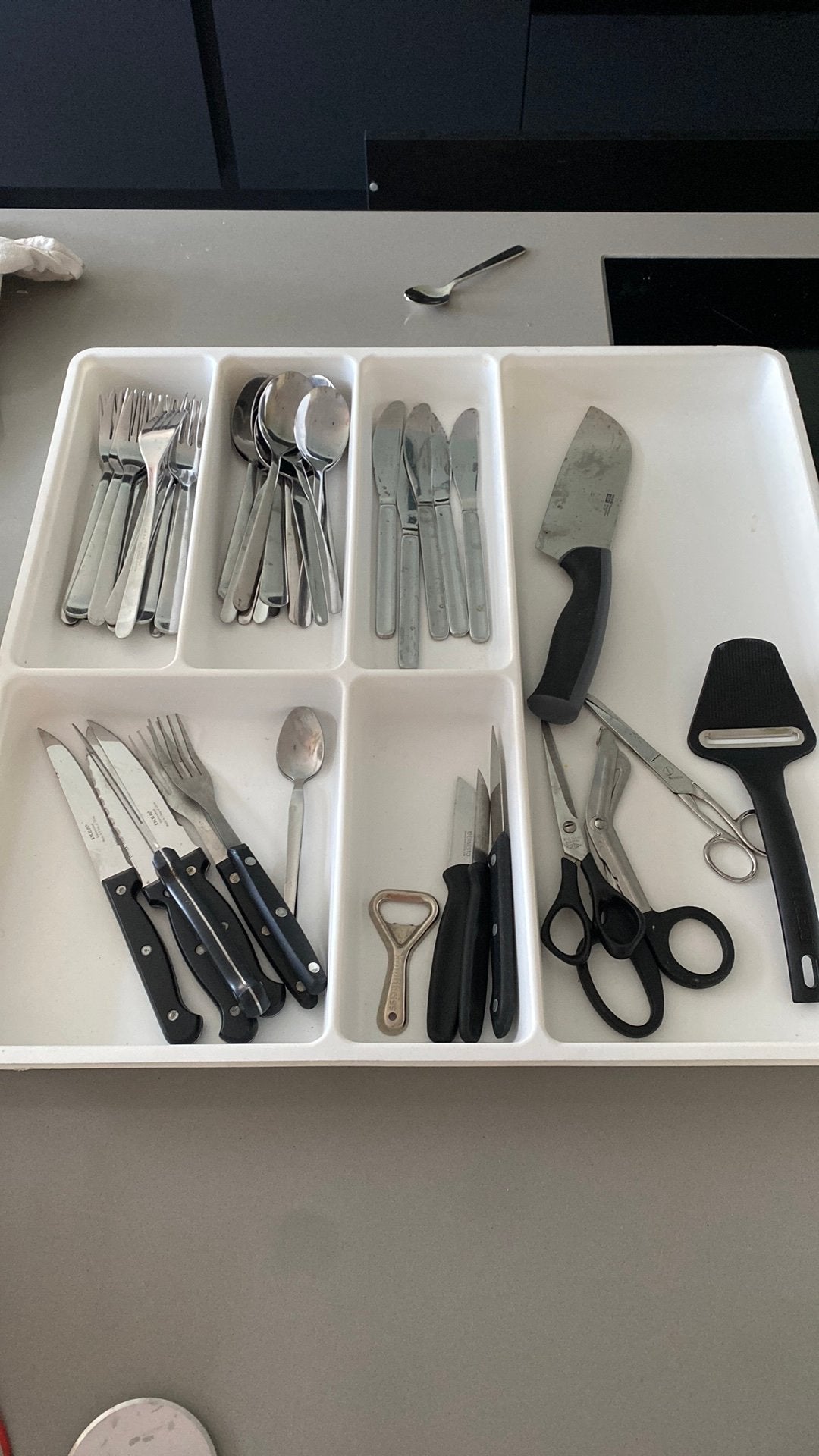 Ikea bestek incl bestekbak, Ophalen, Zo goed als nieuw, Rvs of Chroom, Vaatwasserbestendig