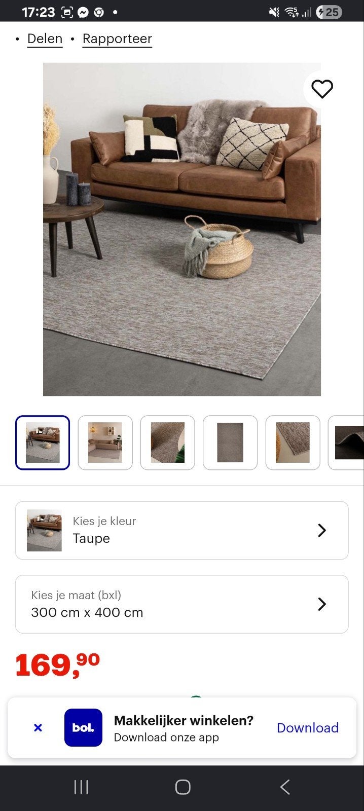 Nieuw laagpolig vloerkleed Lush taupe/lichtgrijs 300x400 cm, Huis en Inrichting, Stoffering | Tapijten en Kleden, Grijs, Ophalen of Verzenden