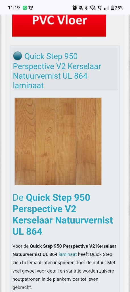 Gezocht: Quick-Step Kerselaar Natuurvernist UL864 of UF864, Doe-het-zelf en Verbouw, Ophalen, Gebruikt, 50 tot 150 cm, Minder dan 5 m²