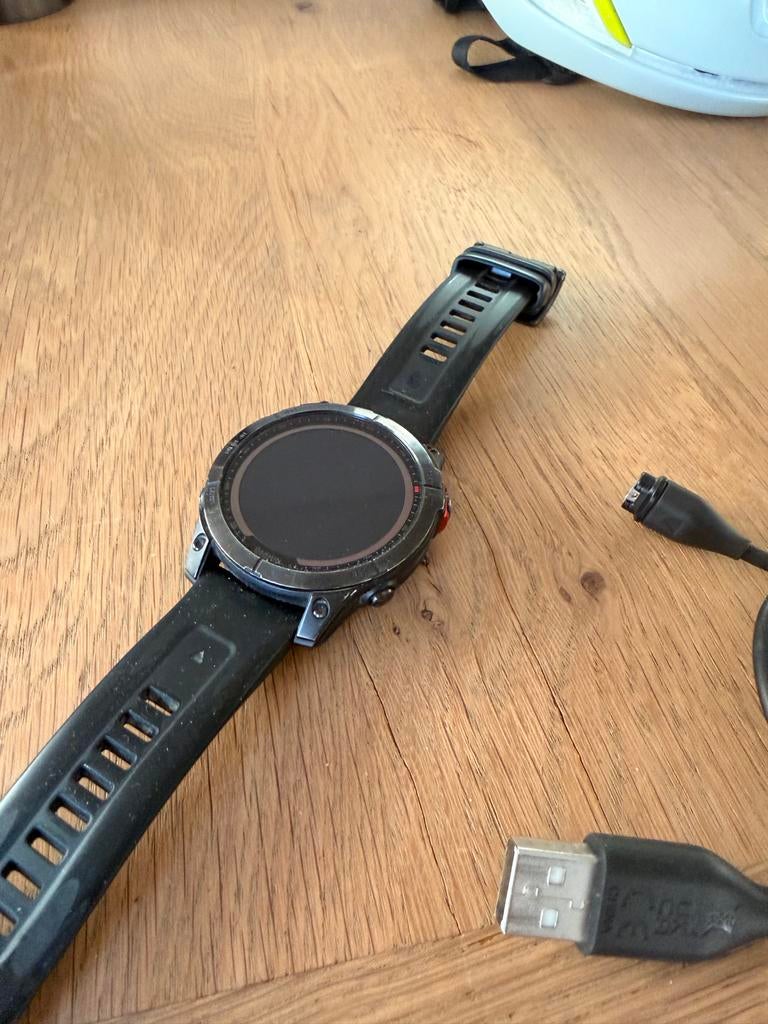Garmin Fenix 7 Solar 47mm - Inclusief doos en oplaadkabel, Afstand, Zwart, Ophalen of Verzenden, Zo goed als nieuw