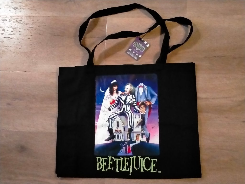 Beetlejuice film horror print tas tasje tv televisie, Ophalen of Verzenden, Overige figuren, Zo goed als nieuw, Overige typen
