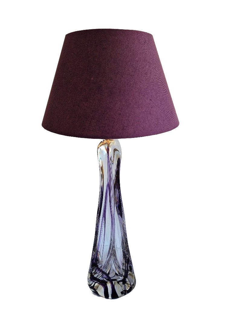 Prachtige grote vintage design Cristal Maastricht tafellamp, Gebruikt, Paars, Glas, Design