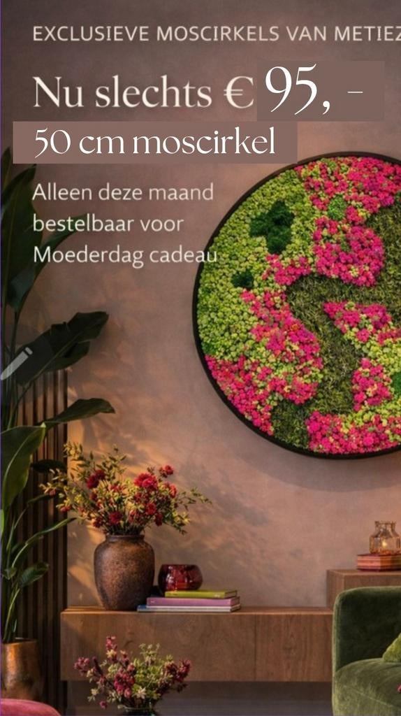 Moederdag Moscirkel 50cm made by Metiez, Ophalen of Verzenden, Nieuw