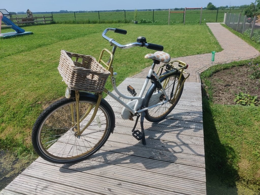 Leuke meisjesfiets 24 inch (goud/wit) goede staat, Ophalen, Gebruikt, 20 inch, Terugtraprem