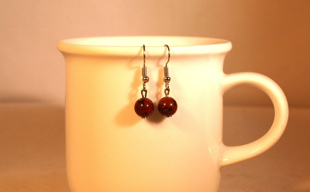 oorbellen van crazy agaat 8 mm kraal donker bruin, Sieraden, Tassen en Uiterlijk, Oorbellen, Overige materialen, Hangers, Bruin