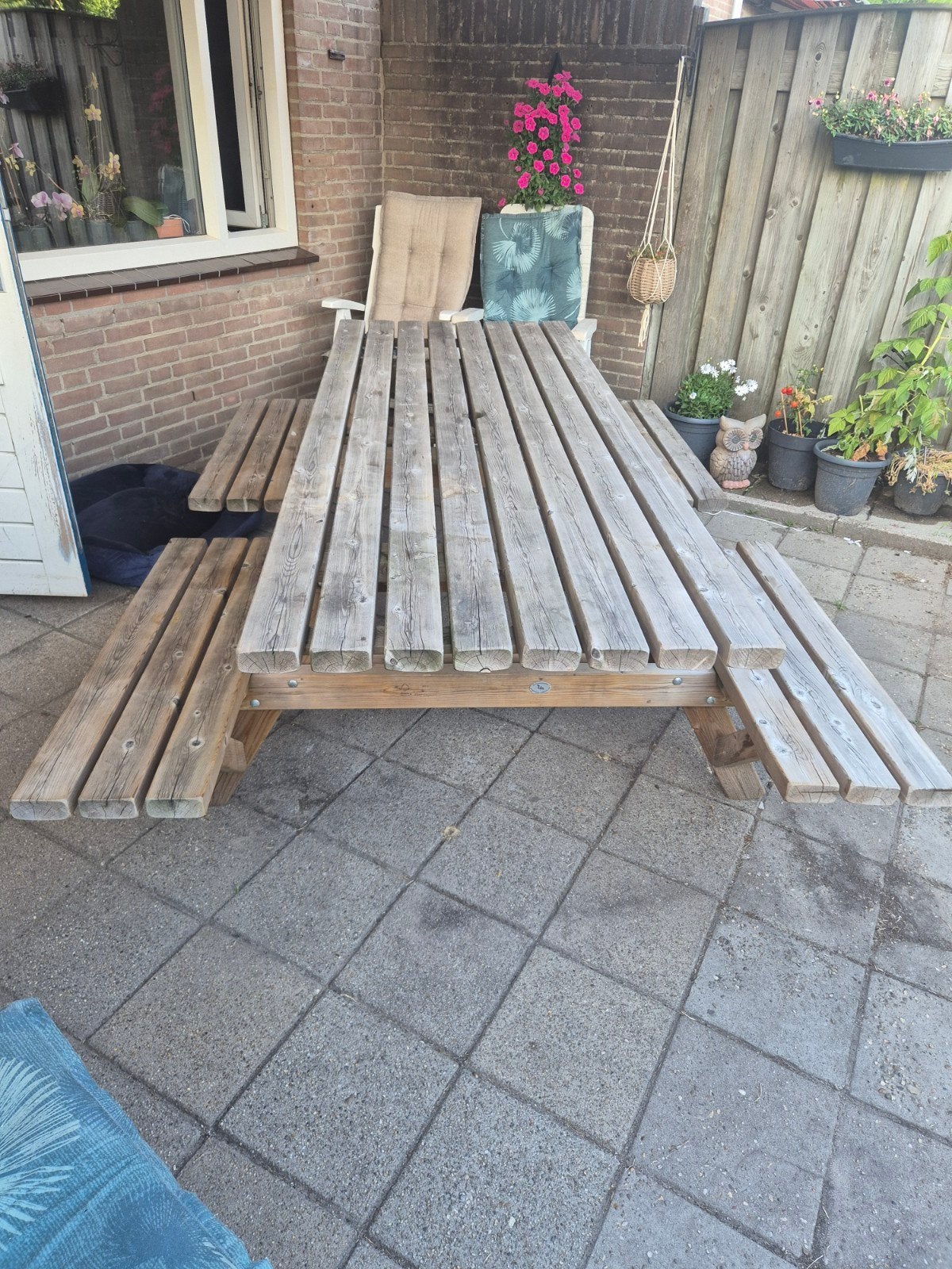 Grote picknicktafel van hout voor 8 personen, Tuin en Terras, Picknicktafels, Ophalen