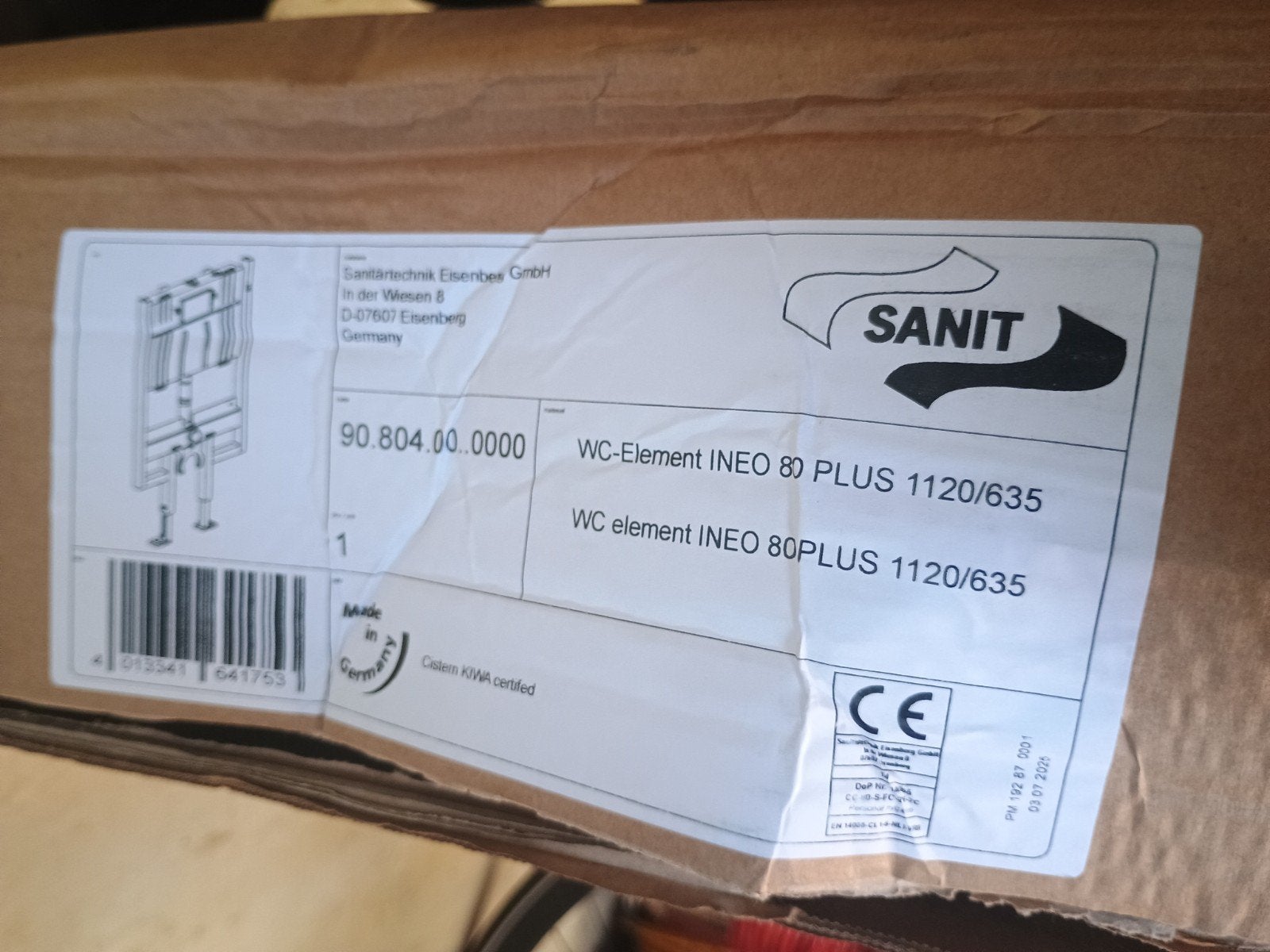 Sanit WC-element INEO 80 PLUS 1120/635 - Nieuw in doos, Ophalen, Nieuw, Toilet