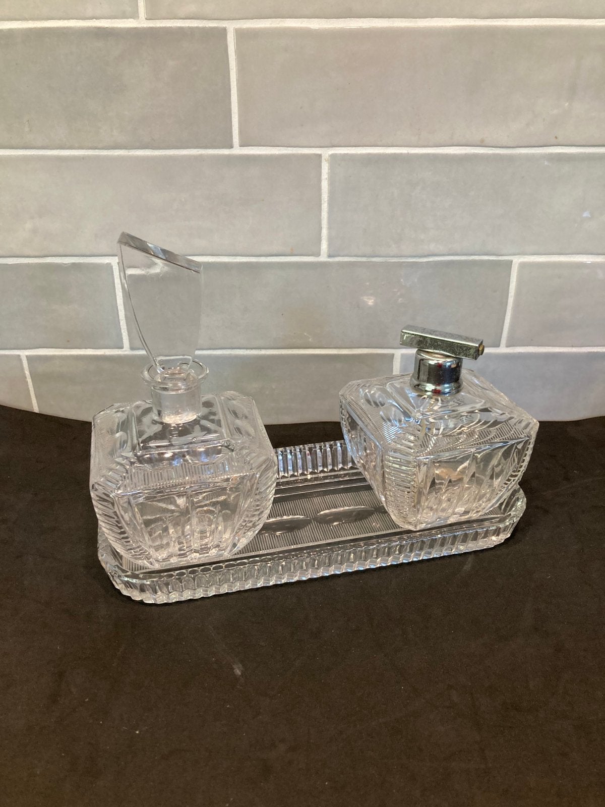Vintage Bleikristal parfum set (210924), Antiek en Kunst, Ophalen of Verzenden