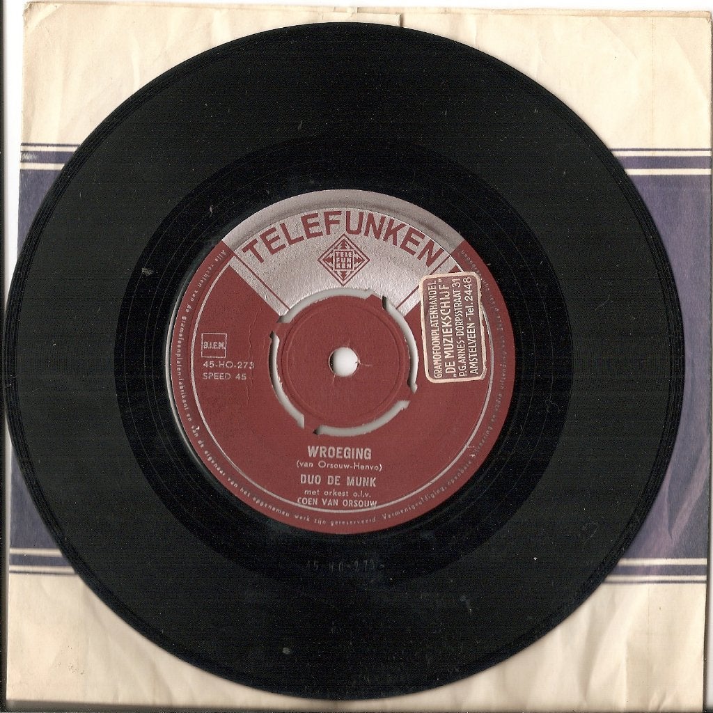 Duo de munk - wroeging, Cd's en Dvd's, Vinyl | Nederlandstalig, Ophalen of Verzenden, Gebruikt, 7 inch, Levenslied of Smartlap