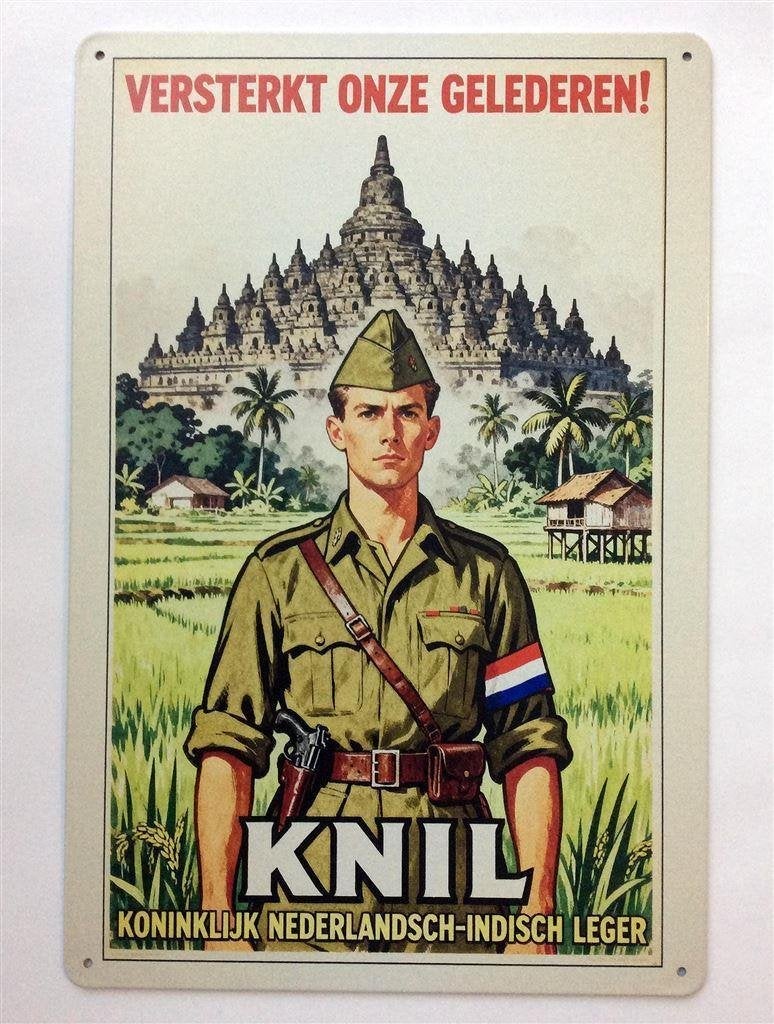 KNIL Nederlands Indie propaganda ww2 Wandbord, Verzenden, Nederland, Embleem of Badge