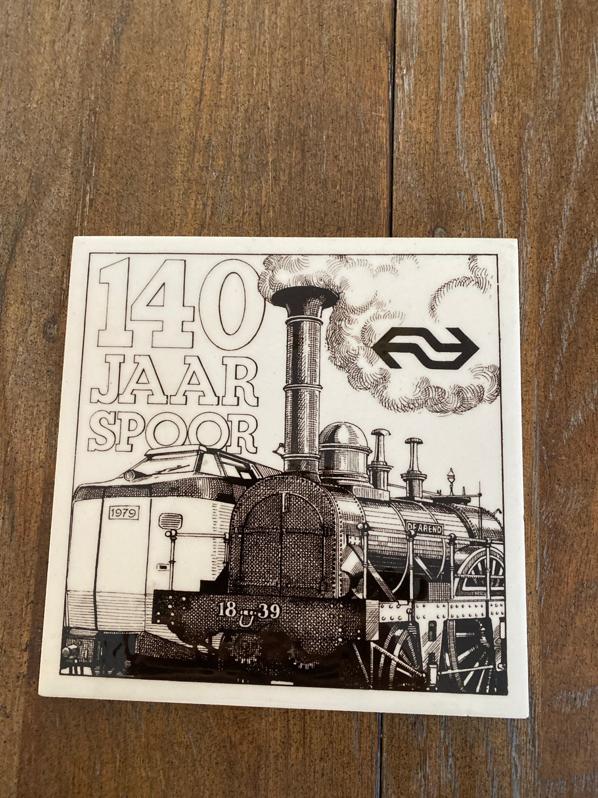 Tegel 140 Jaar Spoor 1979 - NS Trein Locomotief, Ophalen of Verzenden