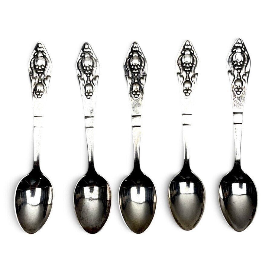 Vier zilveren theelepels, Georg Jensen, patroon 'Fuchsia', Ophalen of Verzenden
