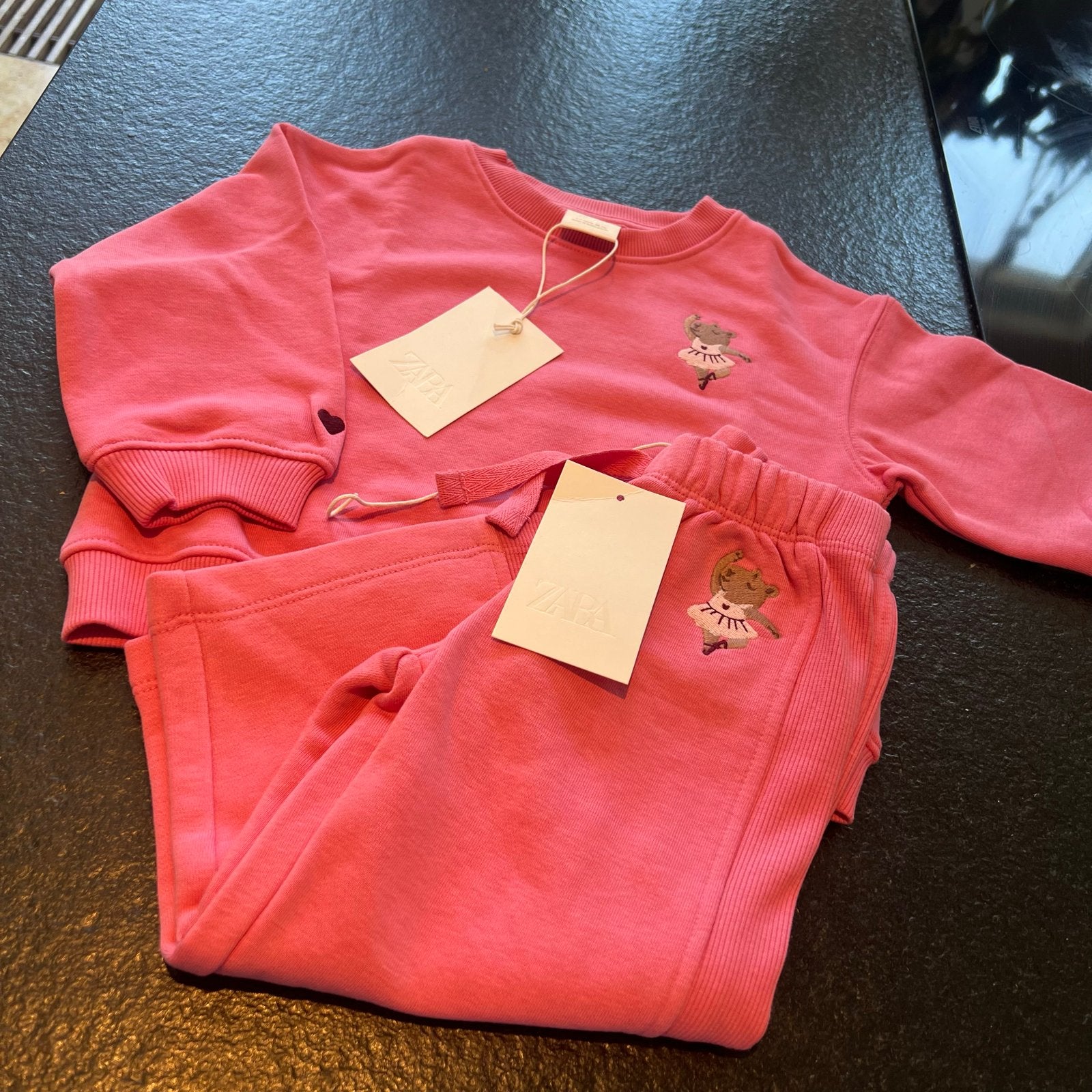 Zara baby set roze met beer (maat 86), Ophalen, Nieuw, Maat 92