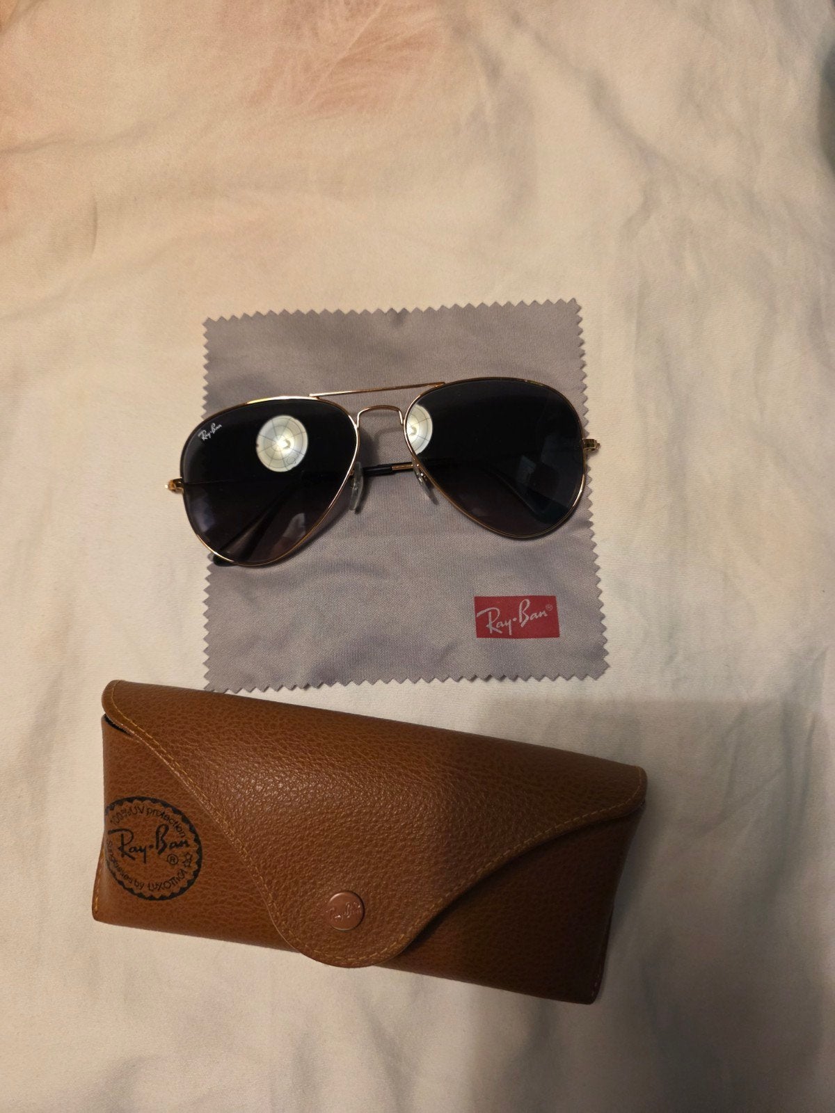 Ray-Ban Aviator RB3025 Zonnebril met hoesje en doekje, Gebruikt, Zonnebril, Overige kleuren, Ophalen of Verzenden