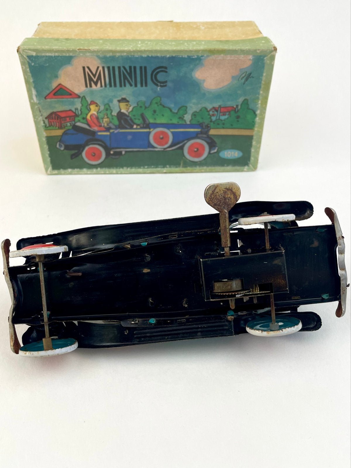 Vintage Minic blikken auto met opwindmechanisme en doos, Ophalen of Verzenden, Gebruikt