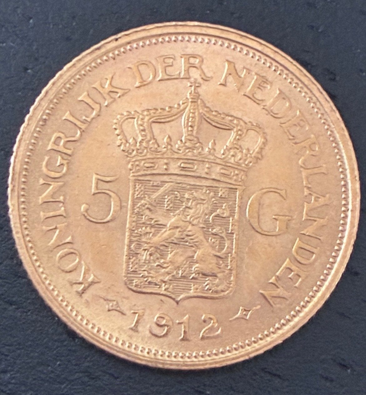 Gouden Vijfje 1912 Wilhelmina UNC Top Kwaliteit, 5 gulden, Koningin Wilhelmina, Losse munt, Goud