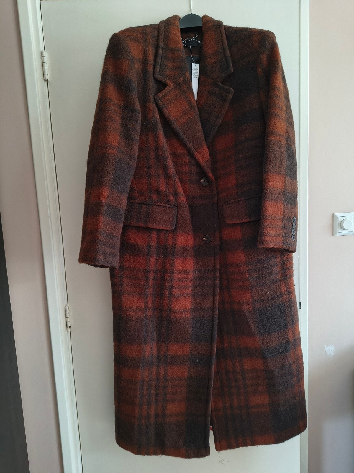Nieuwe lange wollen jas Asos Design, Maat 38/40 (M), Asos Design, Bruin, Nieuw