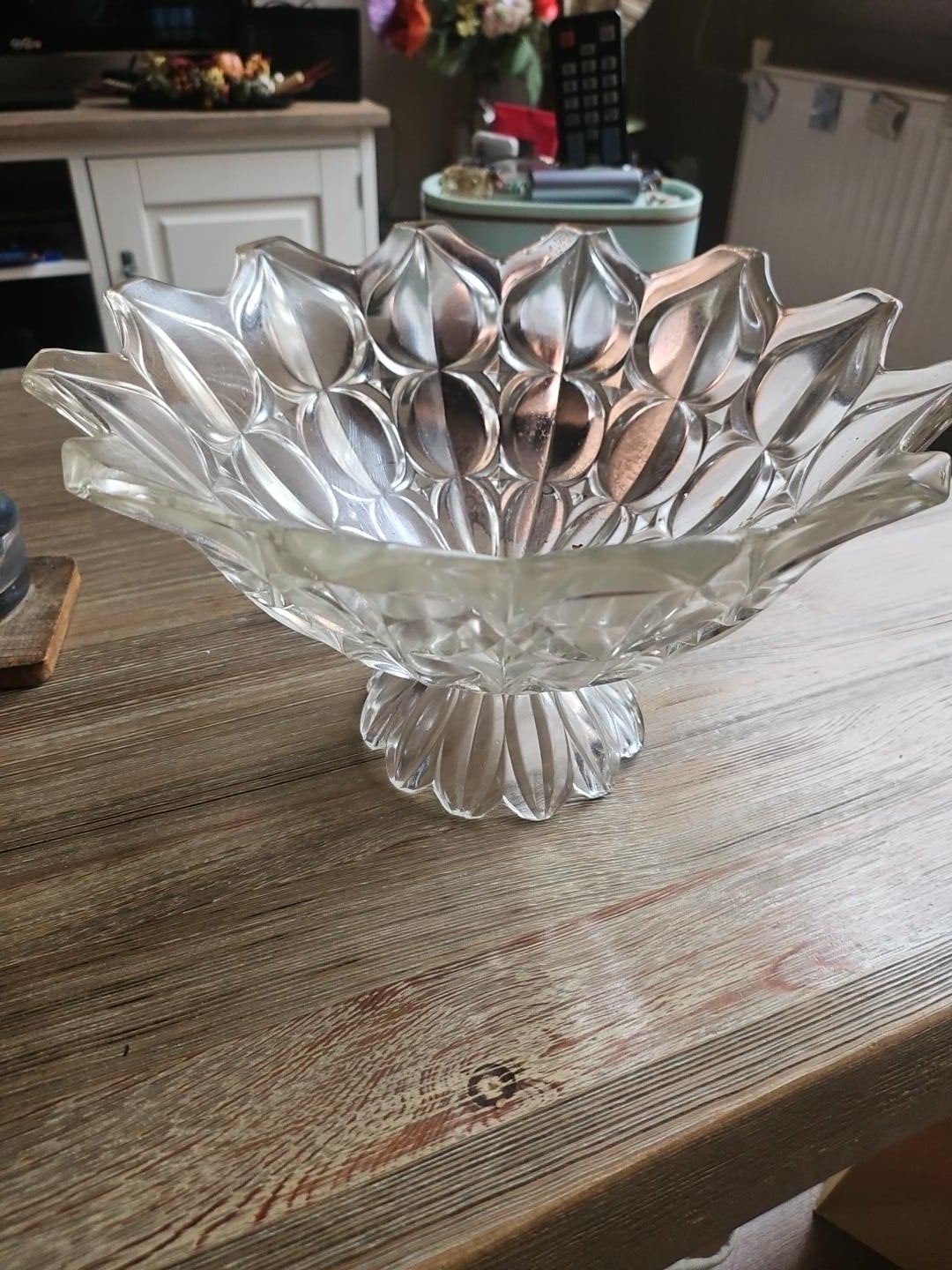 Glazen Fruitschaal op Voet - Vintage Design, Antiek en Kunst, Ophalen