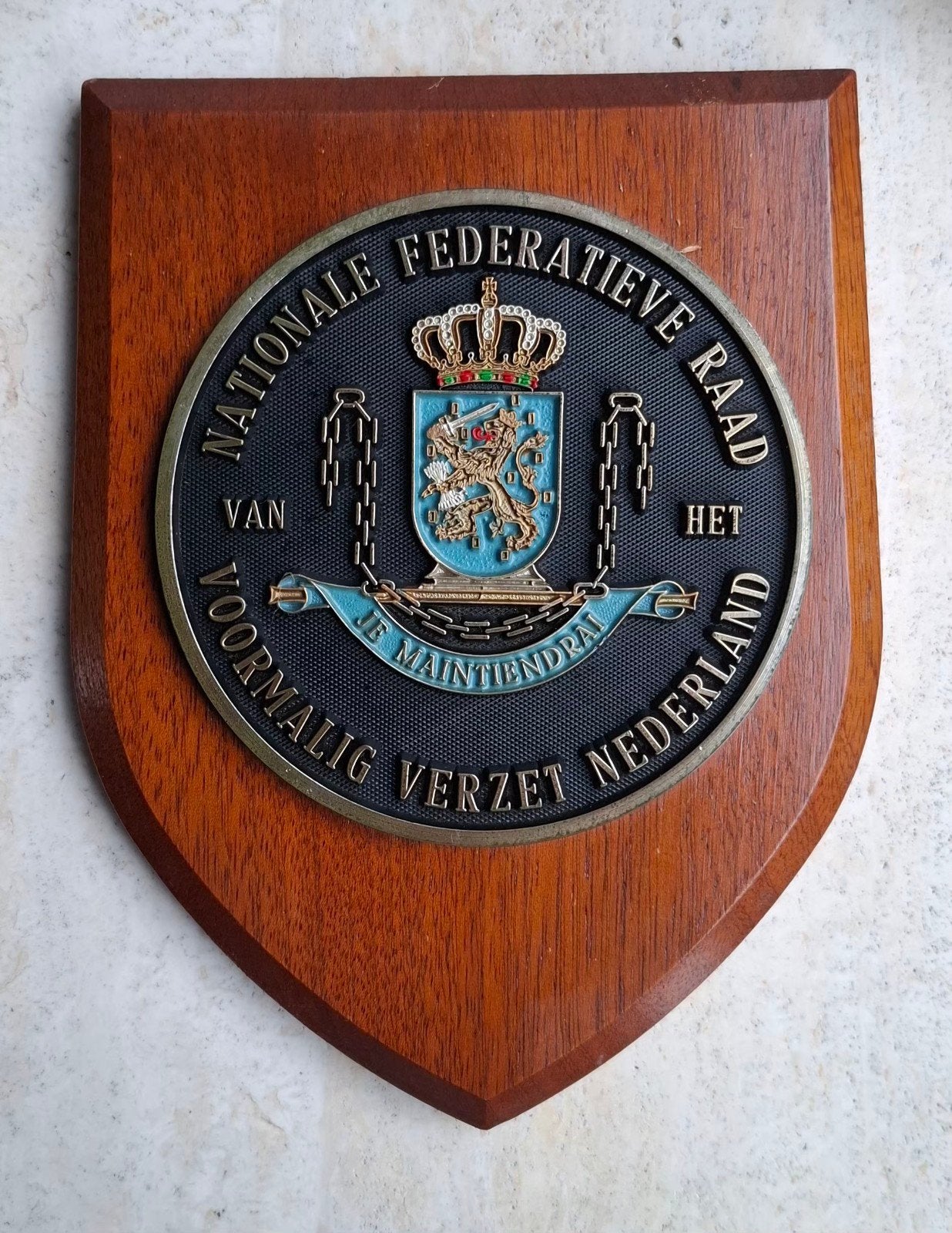 Wandschild Nationale Federatieve Raad Voormalig verzet., Ophalen of Verzenden, Landmacht, Nederland