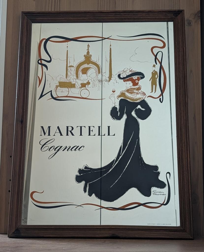 Reclame Spiegel Martell Cognac, Ophalen of Verzenden, Zo goed als nieuw, Reclamebord