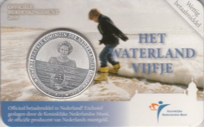 Nederland 5 euro Waterland Vijfje 2010 in coincard, Postzegels en Munten, Munten | Nederland, Ophalen of Verzenden, Koningin Beatrix