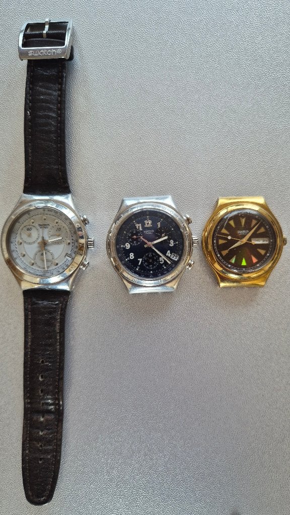 Defecte Swatch horloges 3 stuks, Staal, Swatch, Ophalen of Verzenden, Leer