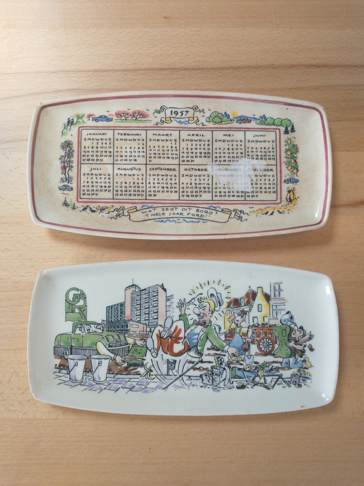 Vintage Gouds Plateel reclame schaaltjes. Jo Spier, Ophalen of Verzenden