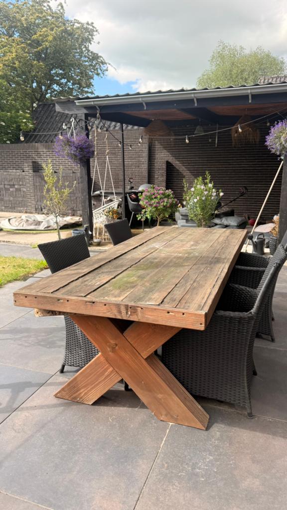 Tuintafel te koop – opknapper – €50, Ophalen, Gebruikt, Rechthoekig, Hout