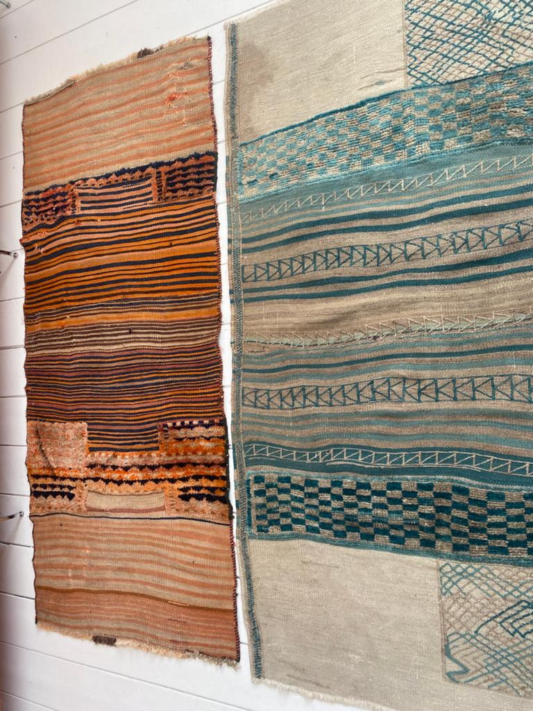 Vintage kleden uit Turkije 100x200 oranje en groen, Huis en Inrichting, Stoffering | Tapijten en Kleden, Gebruikt, 50 tot 100 cm