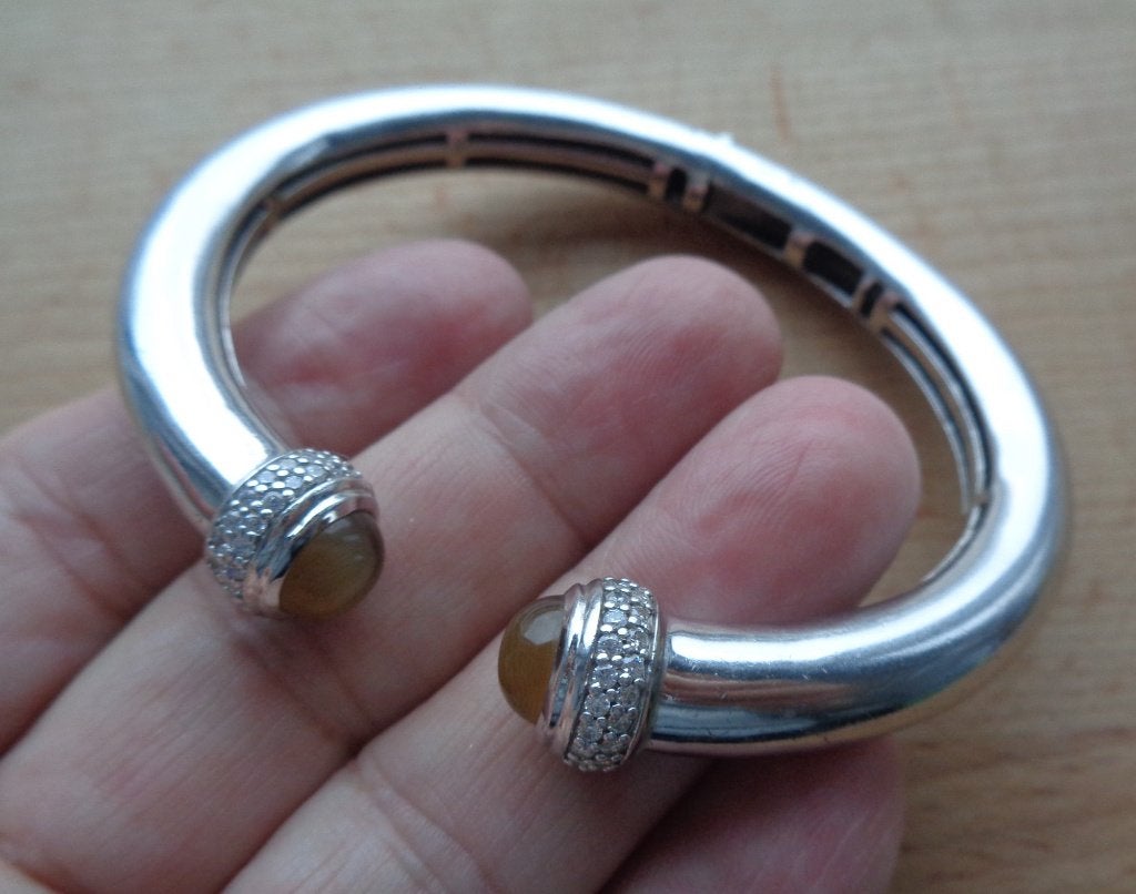 zilveren zware klem armband TiSento [371], Verzenden, Zo goed als nieuw, Met edelsteen, Zilver