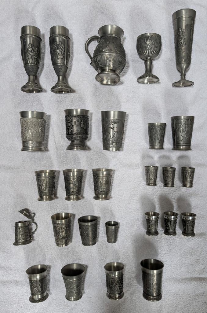Grote collectie siertin 27-delige verzameling, Antiek en Kunst, Antiek | Tin, Ophalen of Verzenden