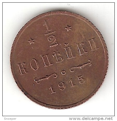 russia 1/2 kopek 1915 km 48.2 unc !!!!! cat val 60$, Verzenden, Rusland, Losse munt